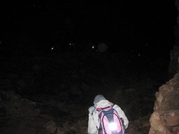 walking up Sinai in the dark