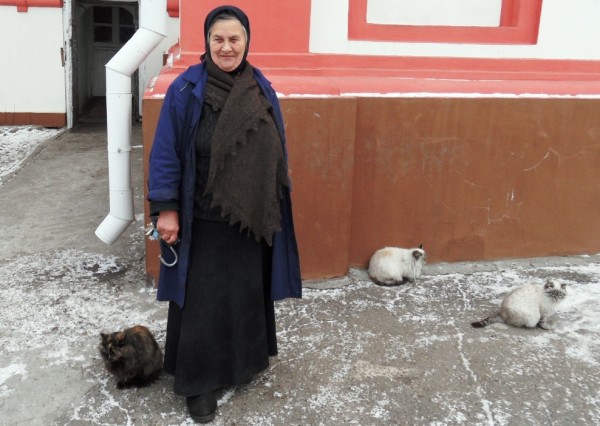 Cat caretaker in Irkutsk, Russia