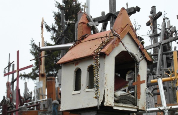 small house with crosses