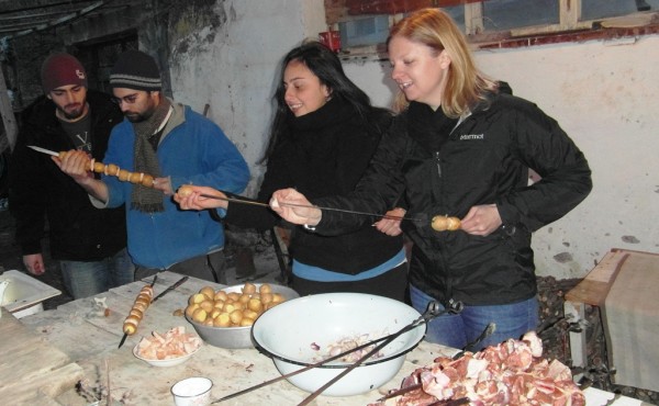 Making khoravats in Tandzatap, Armenia