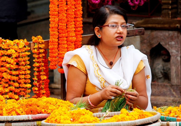 Kathmandu marigold vendor
