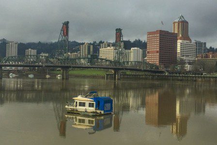 Portland skyline and boat