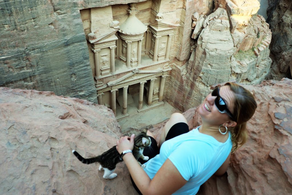 Katie and cat at Petra